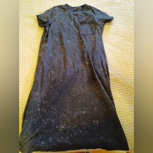 100% Cotton T-shirt Dress Black Acid Washed XXXL Women's 22